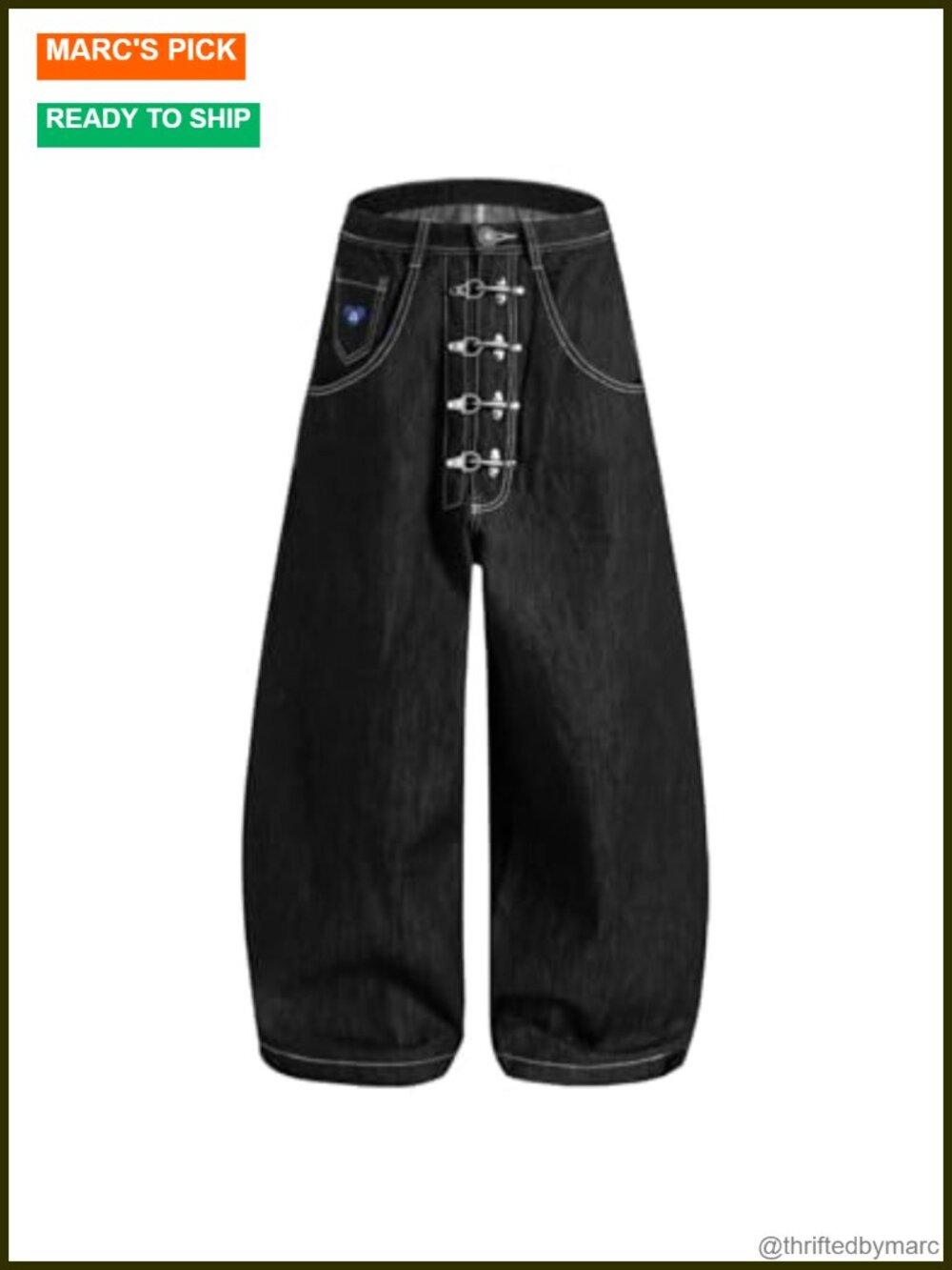 Metal Button Raw Barrel Jeans Baggy Wide Leg Denim Unisex Y2K Streetwear